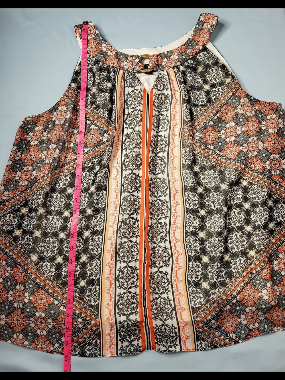 Alyx Coral and Black Printed Keyhole Camisole - Picture 3 of 6